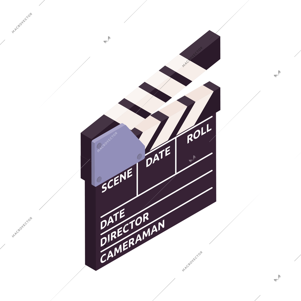 Isometric cinema composition with isolated movie industry icon on blank background vector illustration