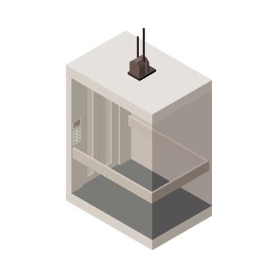 Elevator lift isometric composition with isolated image of accessibility appliance on blank background vector illustration