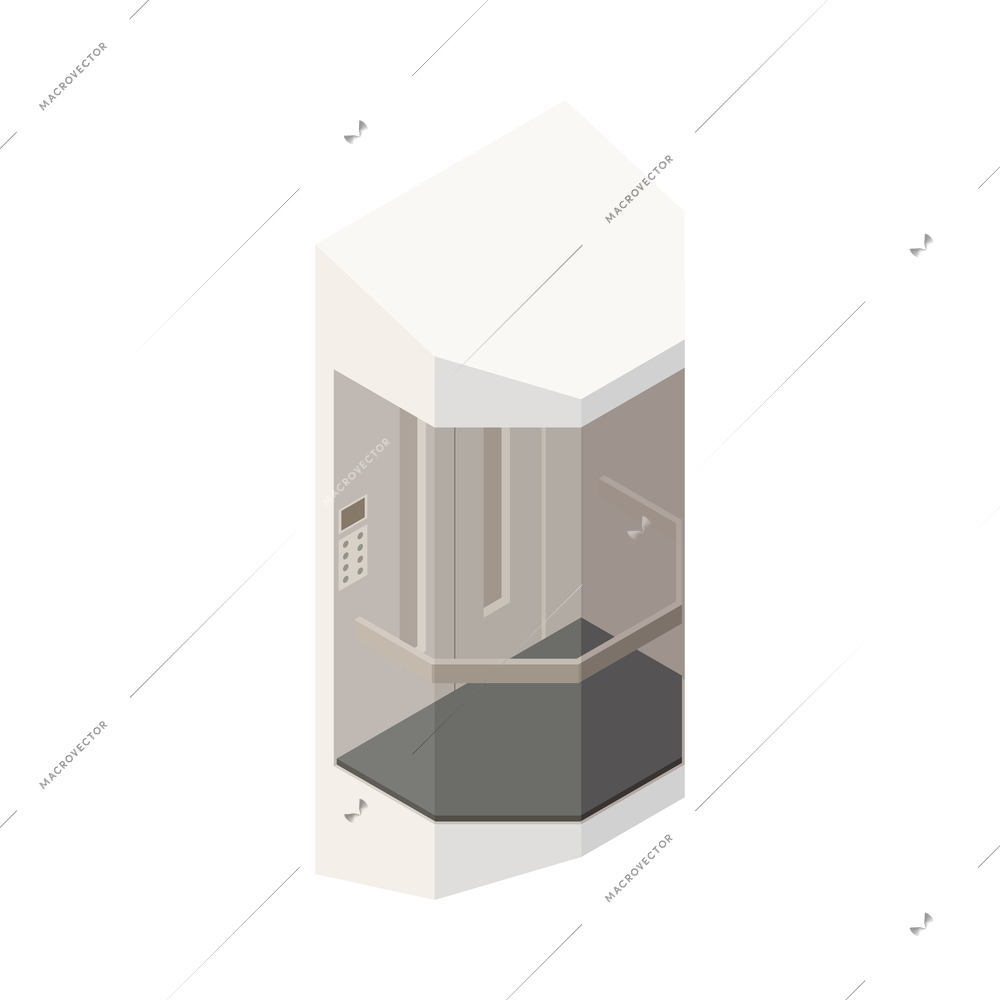 Elevator lift isometric composition with isolated image of accessibility appliance on blank background vector illustration