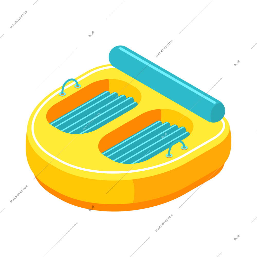 Aqua park isometric composition with isolated image of aquapark equipment on blank background vector illustration