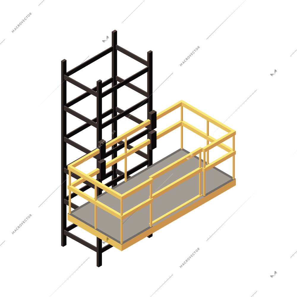 Elevator lift isometric composition with isolated image of accessibility appliance on blank background vector illustration