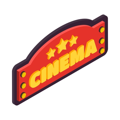 Isometric cinema composition with isolated movie industry icon on blank background vector illustration