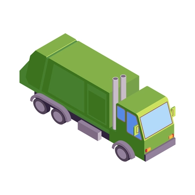 Isometric garbage recycling composition with sorting and pressing recycle infrastructure elements vector illustration