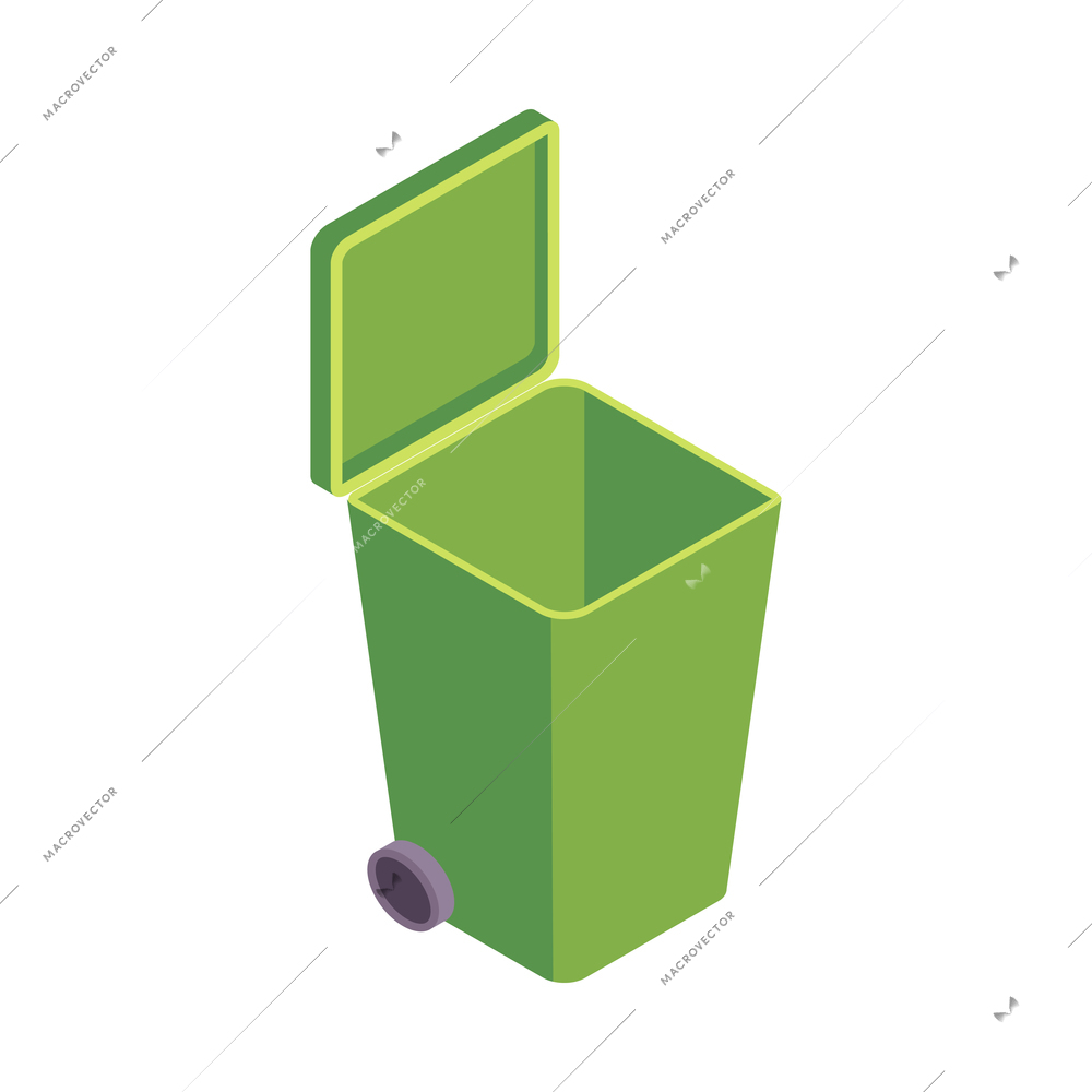 Isometric garbage recycling composition with sorting and pressing recycle infrastructure elements vector illustration