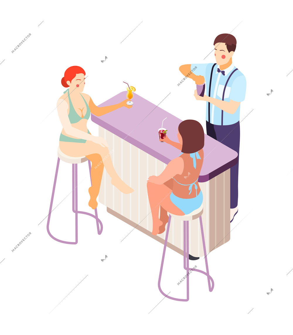 Catering and banquets isometric composition with isolated human characters on blank background vector illustration