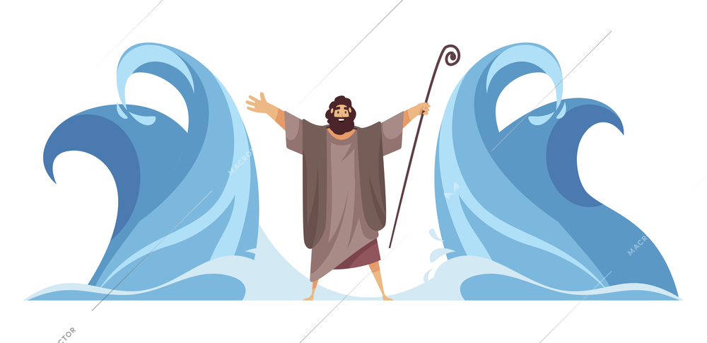 Bible narratives composition with doodle style mythological character in religion scene vector illustration