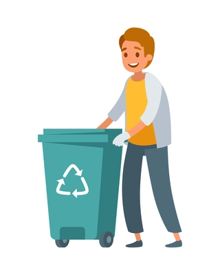 Garbage collection sorting recycling modern flat composition with picking up litter rubbish outdoor cleaning nature vector illustration