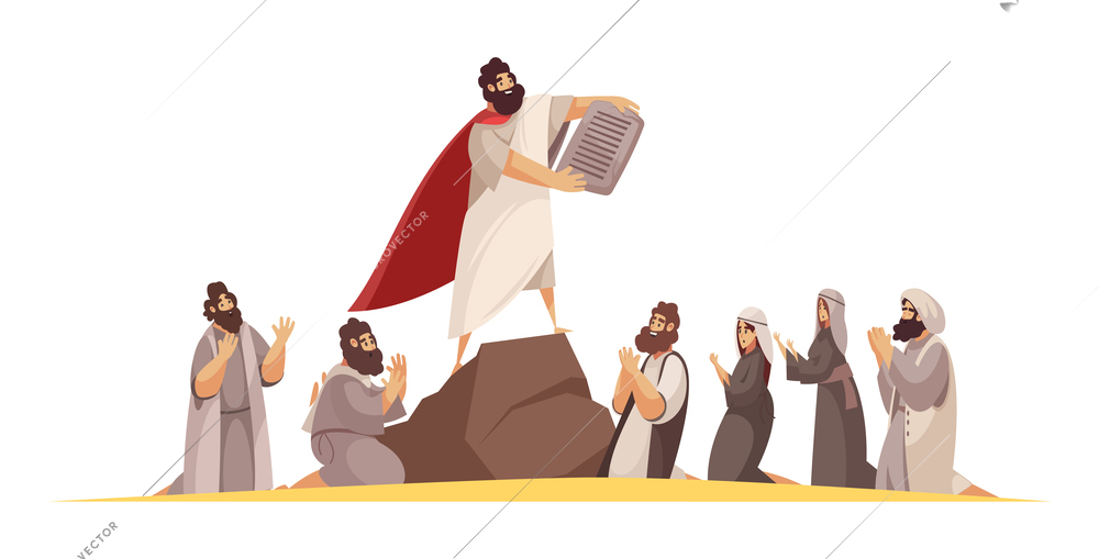 Bible narratives composition with doodle style mythological characters in religion scene vector illustration