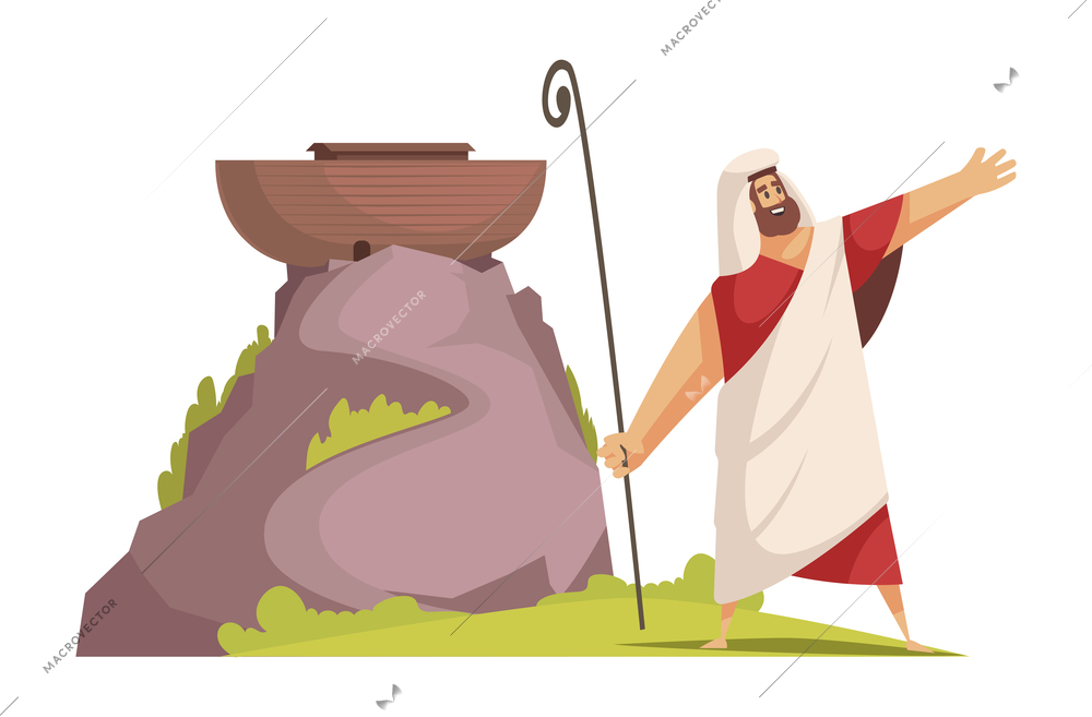 Bible narratives composition with doodle style mythological character in religion scene vector illustration
