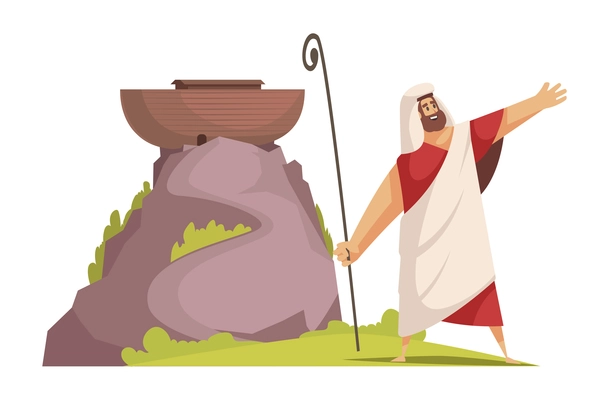 Bible narratives composition with doodle style mythological character in religion scene vector illustration