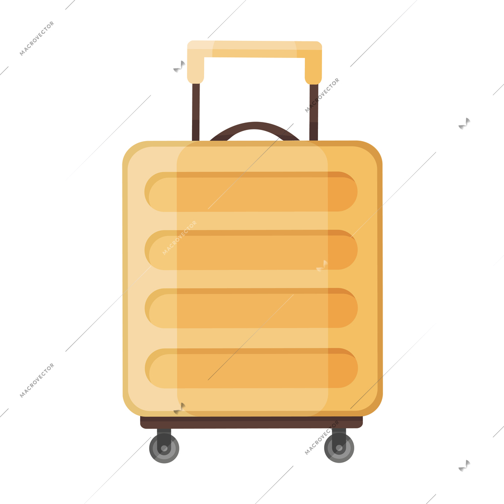 Family suitcase flat composition with isolated piece of tourists belongings on blank background vector illustration