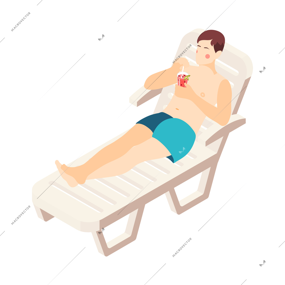 Aqua park isometric composition with human character of aquapark visitor on blank background vector illustration