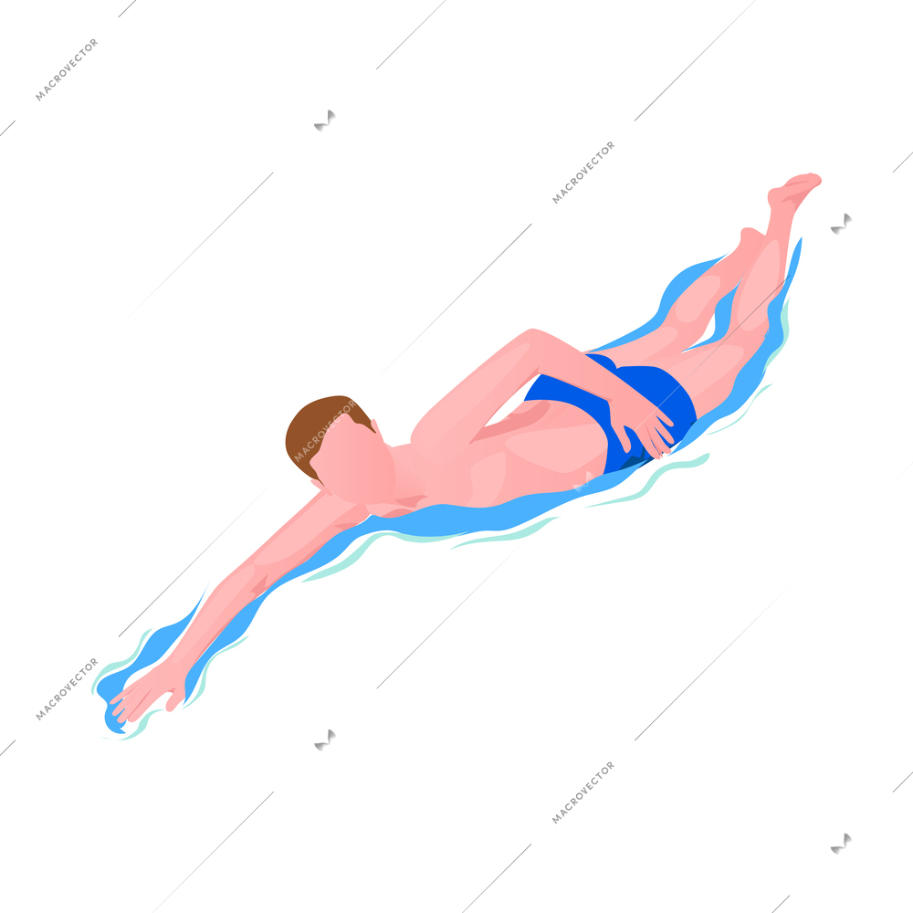 Water sports isometric composition with human character of athlete with aqua sport equipment vector illustration