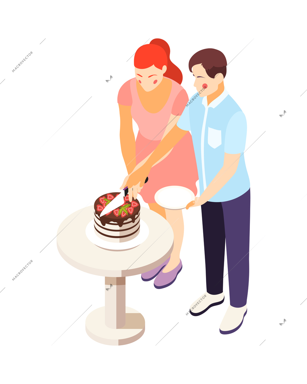 Catering and banquets isometric composition with isolated human characters on blank background vector illustration