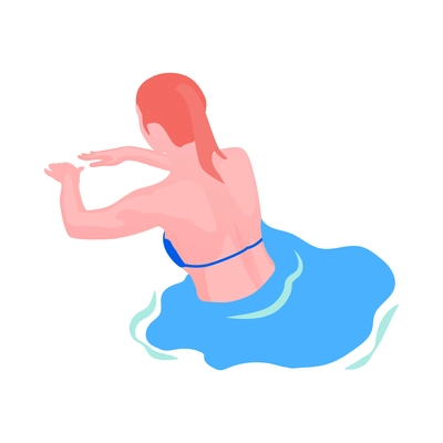 Water sports isometric composition with human character of athlete with aqua sport equipment vector illustration