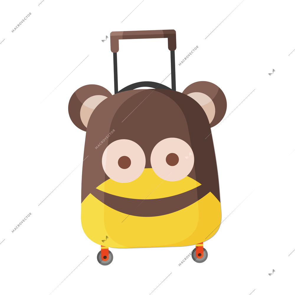 Family suitcase flat composition with isolated piece of tourists belongings on blank background vector illustration