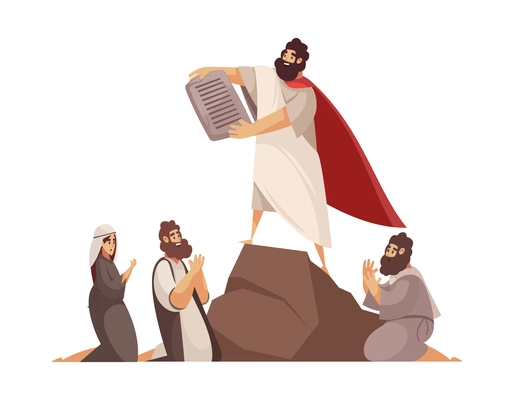 Bible narratives composition with doodle style mythological characters in religion scene vector illustration