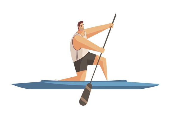 Summer sport composition with isolated doodle style human character of person doing sports on blank background vector illustration