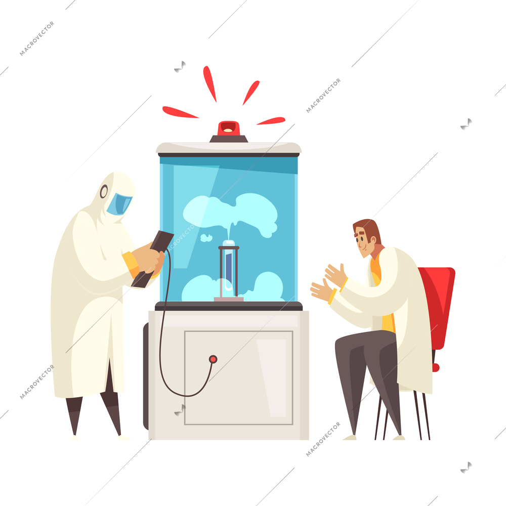 Microbiology composition with isolated images of hi-tech scientific equipment with human characters vector illustration