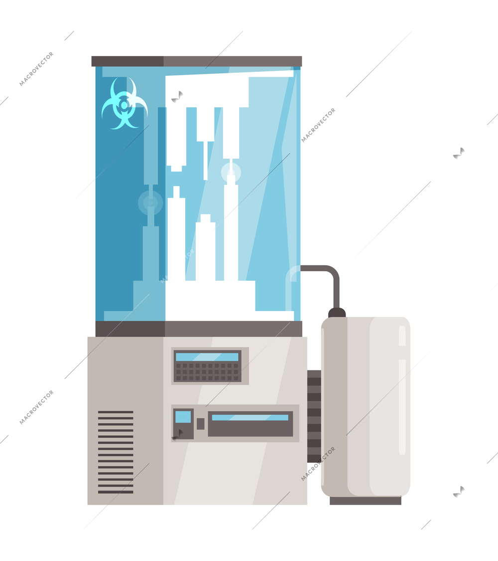 Microbiology composition with isolated images of hi-tech scientific equipment on blank background vector illustration