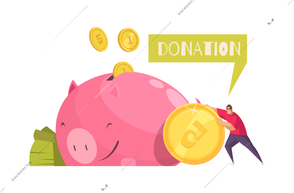 Charity composition with doodle style images with hearts money and human characters vector illustration