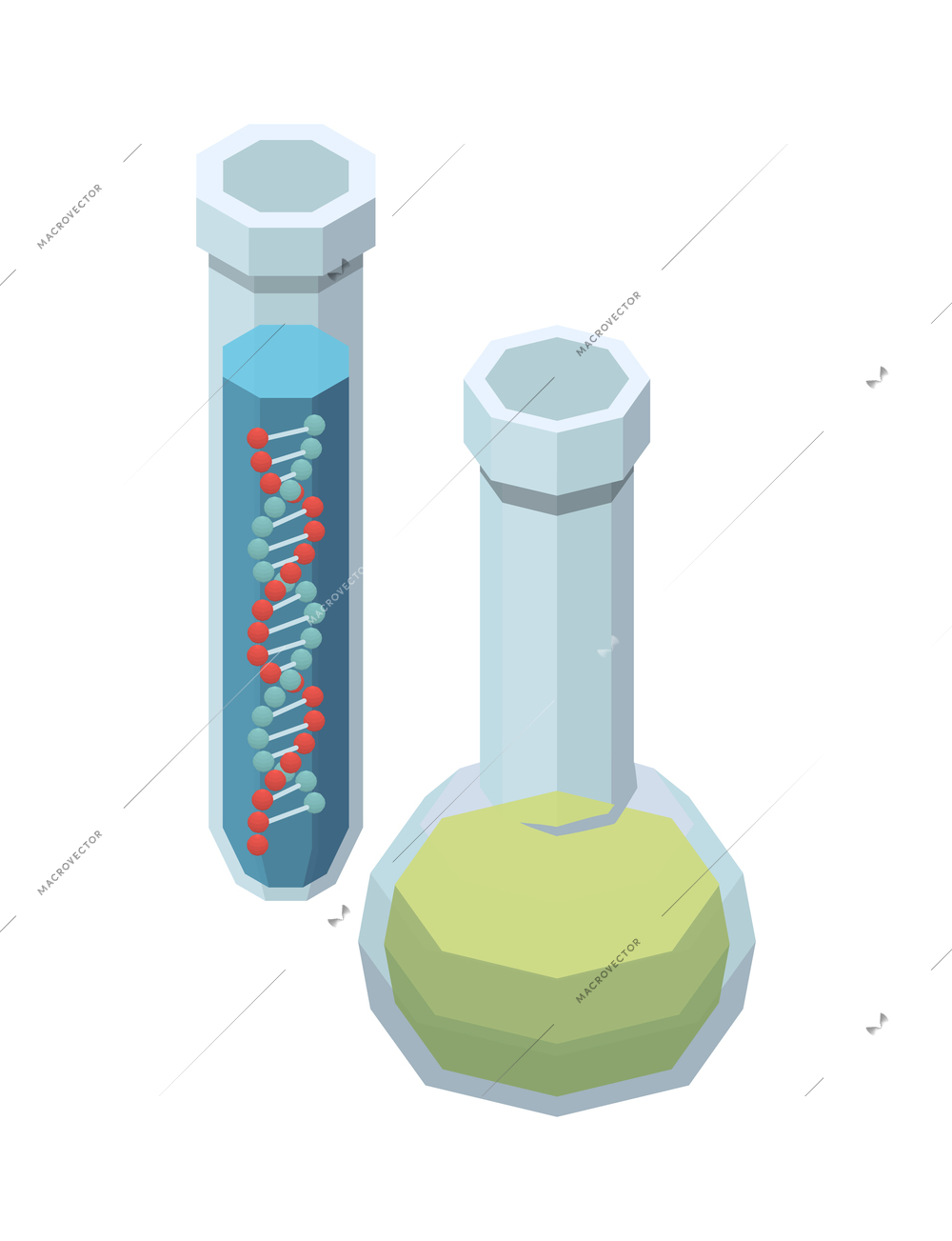 Genetics isometric composition with isolated science image on blank background vector illustration