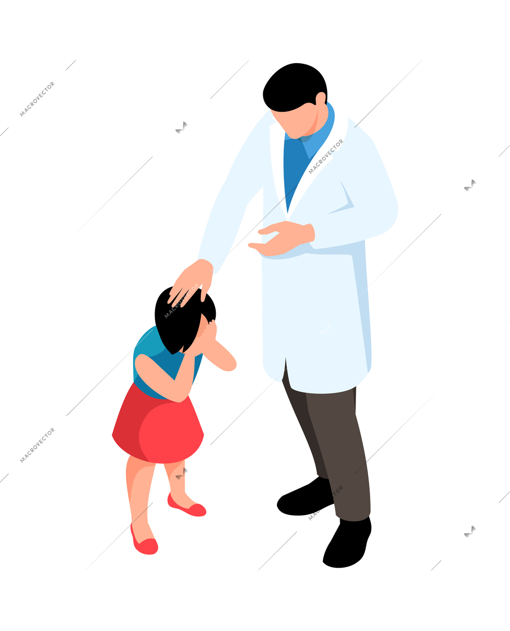 Isometric doctor pediatrician medicine composition with isolated human characters on blank background vector illustration