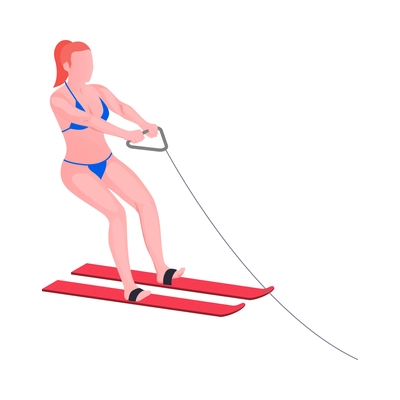 Water sports isometric composition with human character of athlete with aqua sport equipment vector illustration