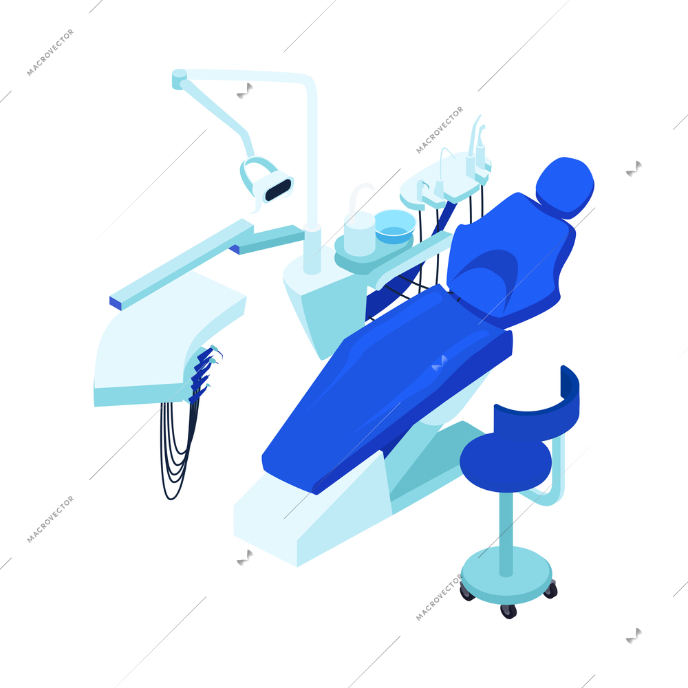 Isometric dentist composition with isolated tooth care and medical apparatus vector illustration