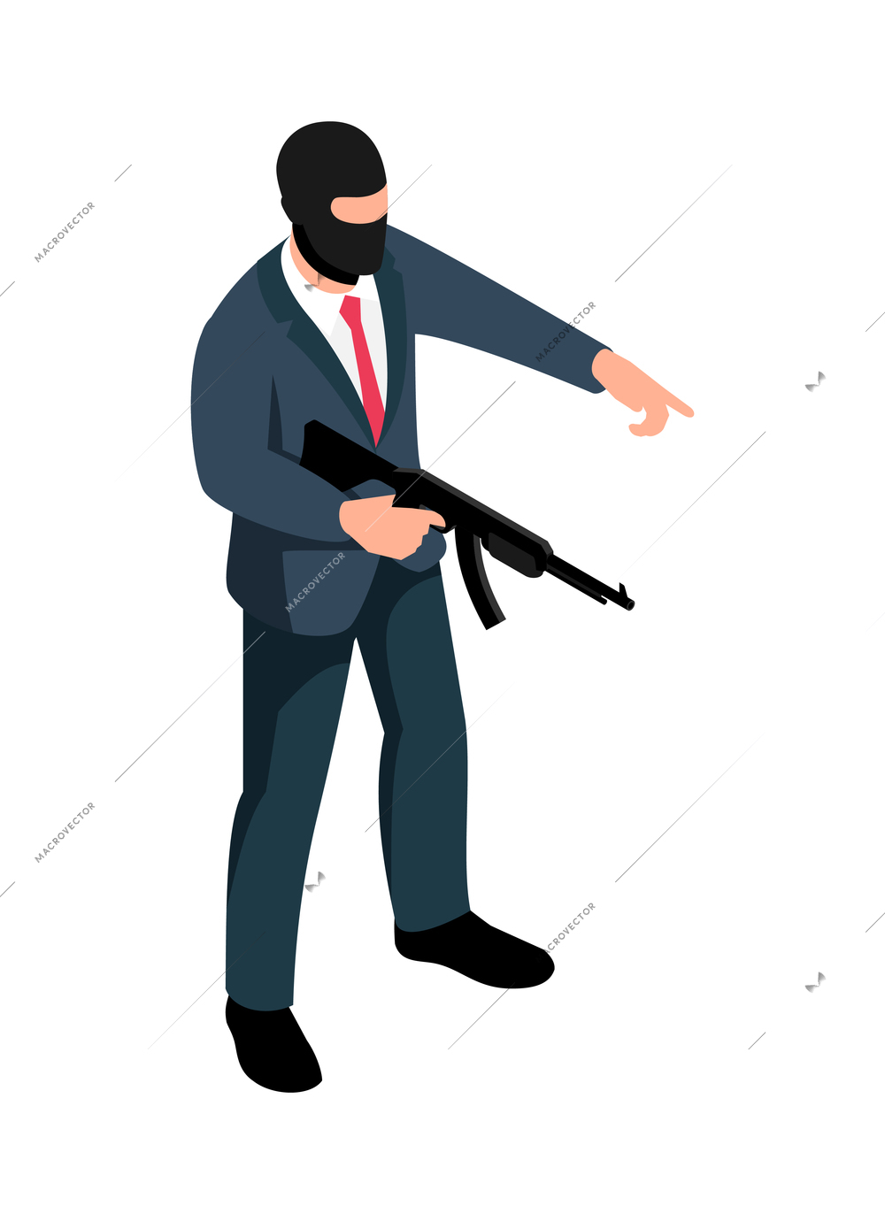 Isometric criminal composition with isolated human character on blank background vector illustration