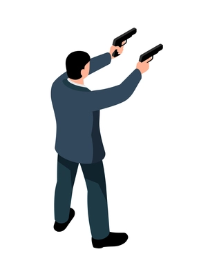 Isometric criminal composition with isolated human character on blank background vector illustration