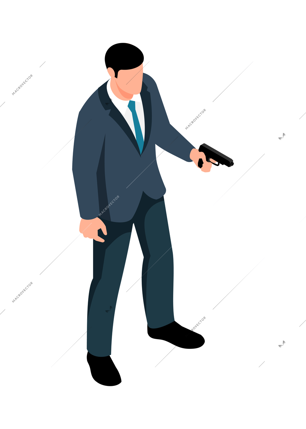 Isometric criminal composition with isolated human character on blank background vector illustration