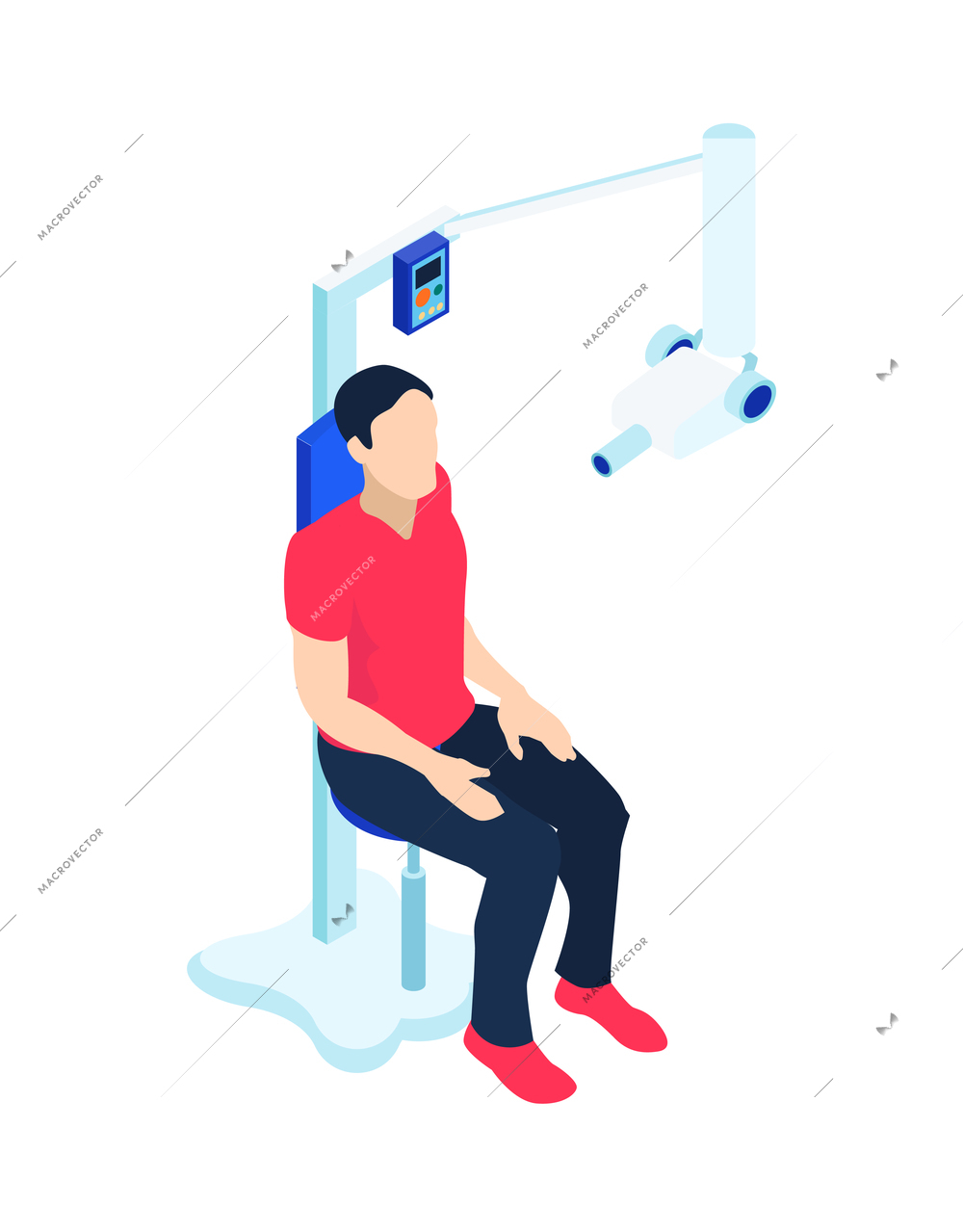 Isometric dentist composition with isolated tooth care human character vector illustration