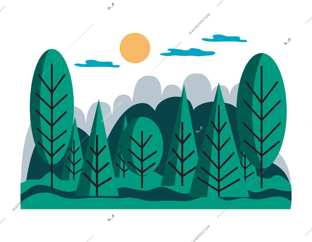 Natural environmental land resources composition with flat landscape on blank background vector illustration