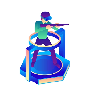 Isometric virtual reality composition of isolated human characters in augmented reality on blank background vector illustration