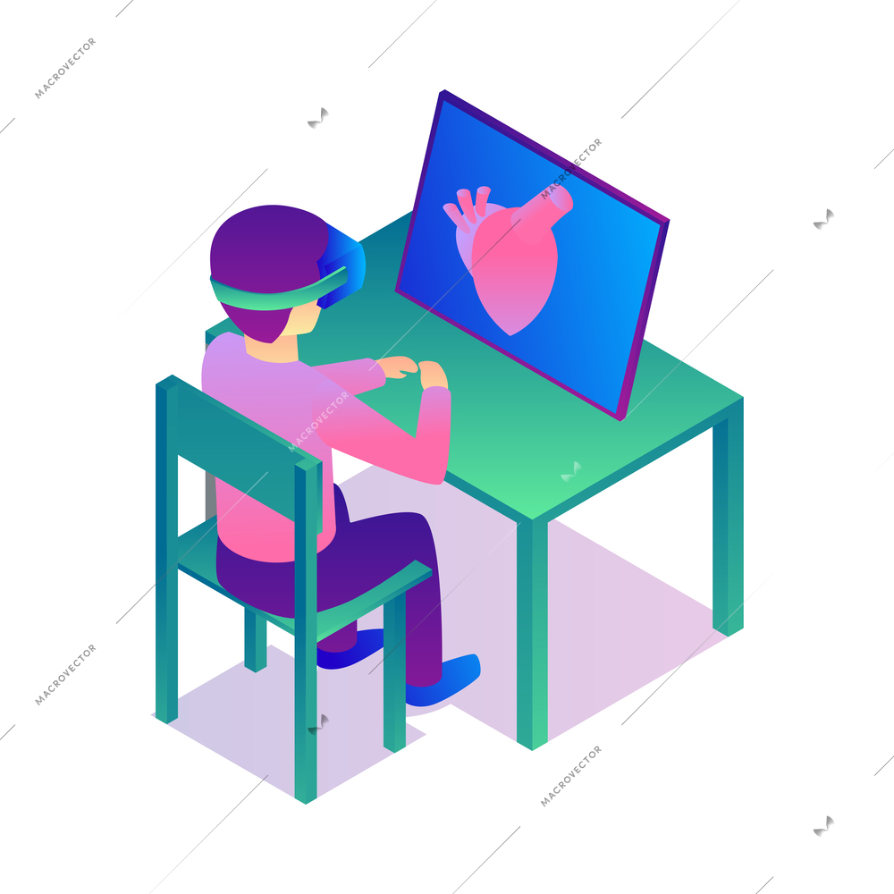 Isometric virtual reality composition of isolated human characters in augmented reality on blank background vector illustration