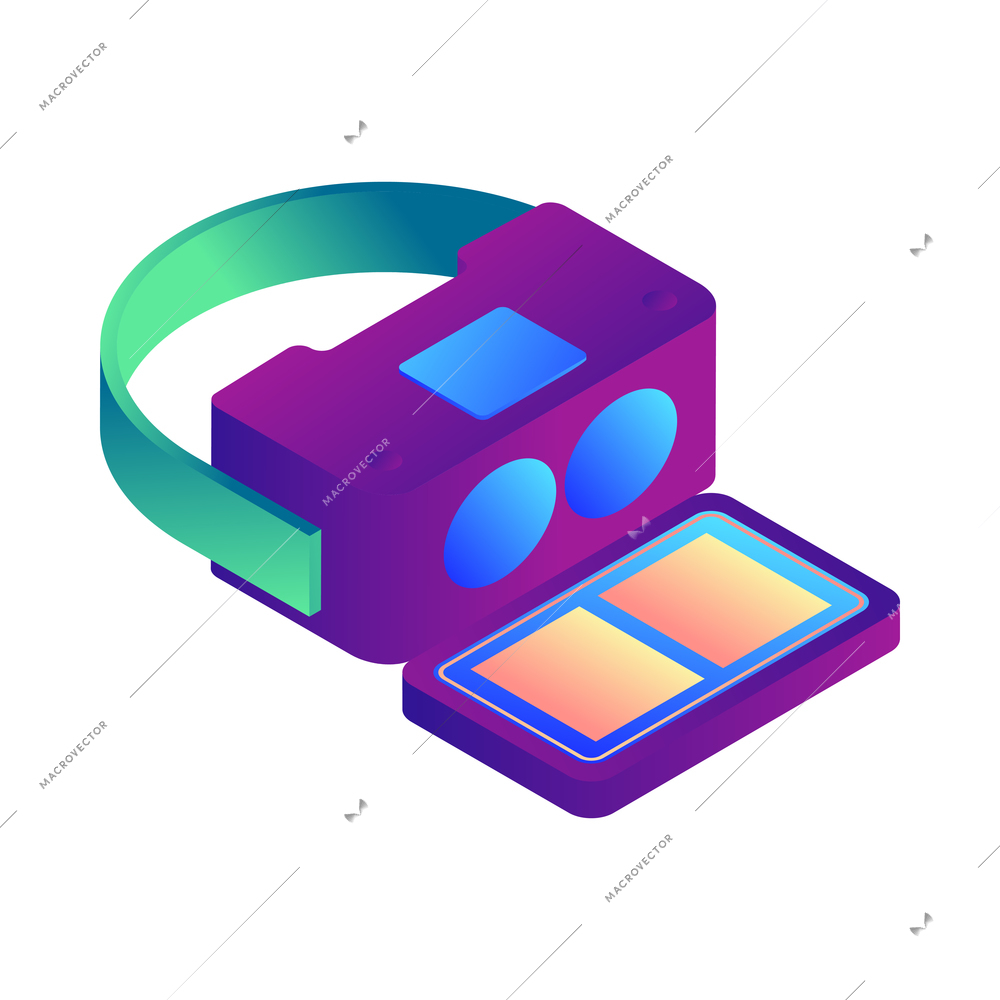 Isometric virtual reality composition of isolated augmented reality equipment on blank background vector illustration