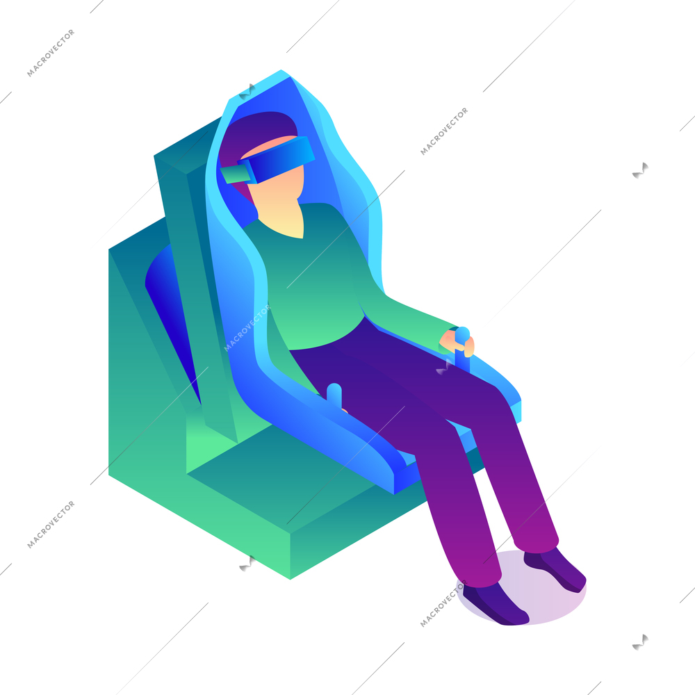 Isometric virtual reality composition of isolated human characters in augmented reality on blank background vector illustration