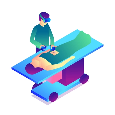 Isometric virtual reality composition of isolated human characters in augmented reality on blank background vector illustration