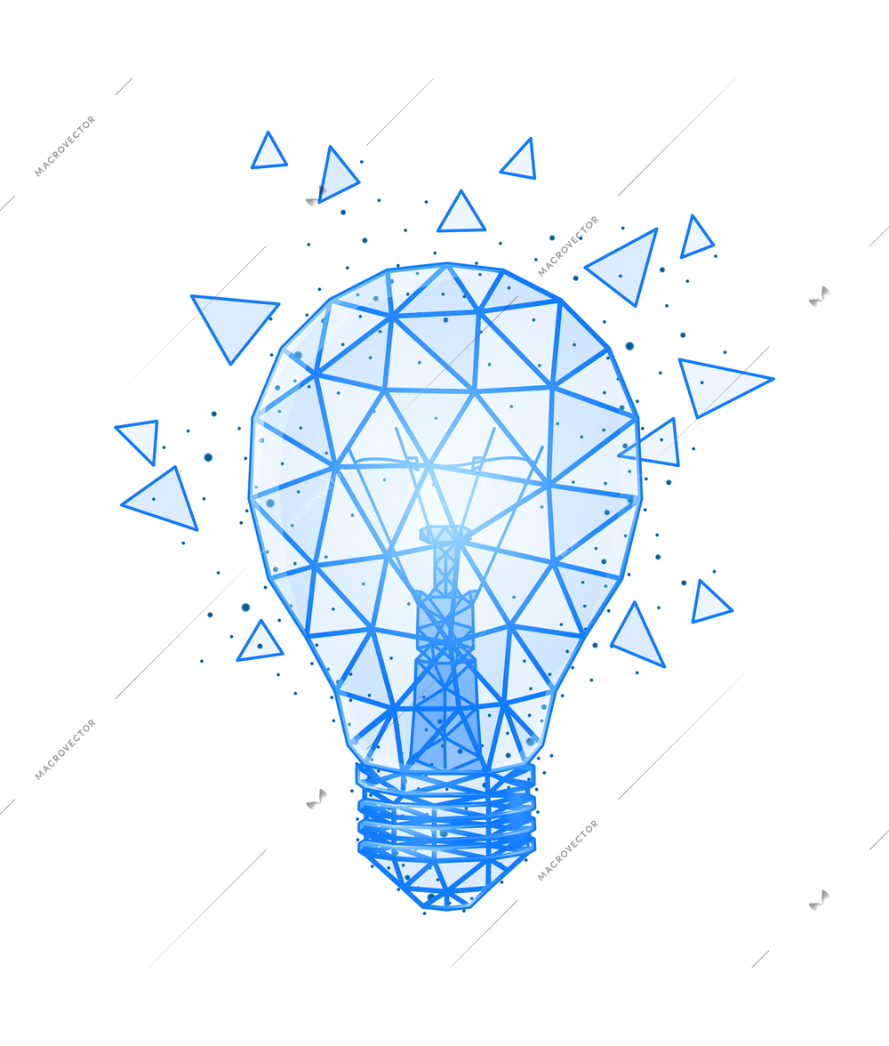 Polygonal wireframe business strategy composition with isolated object particles and geometric figures vector illustration