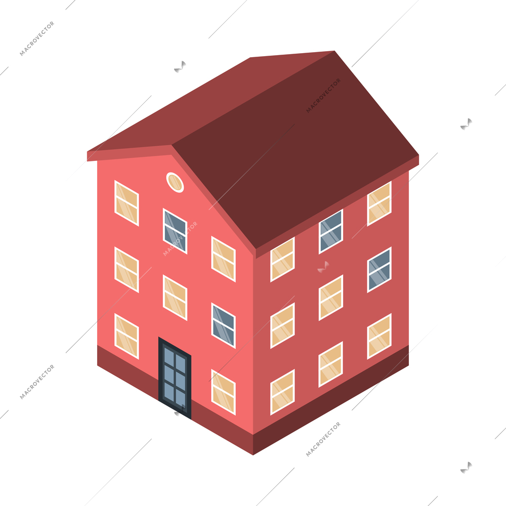 Isometric city elements composition with constructor piece of urban landscape isolated on blank background vector illustration
