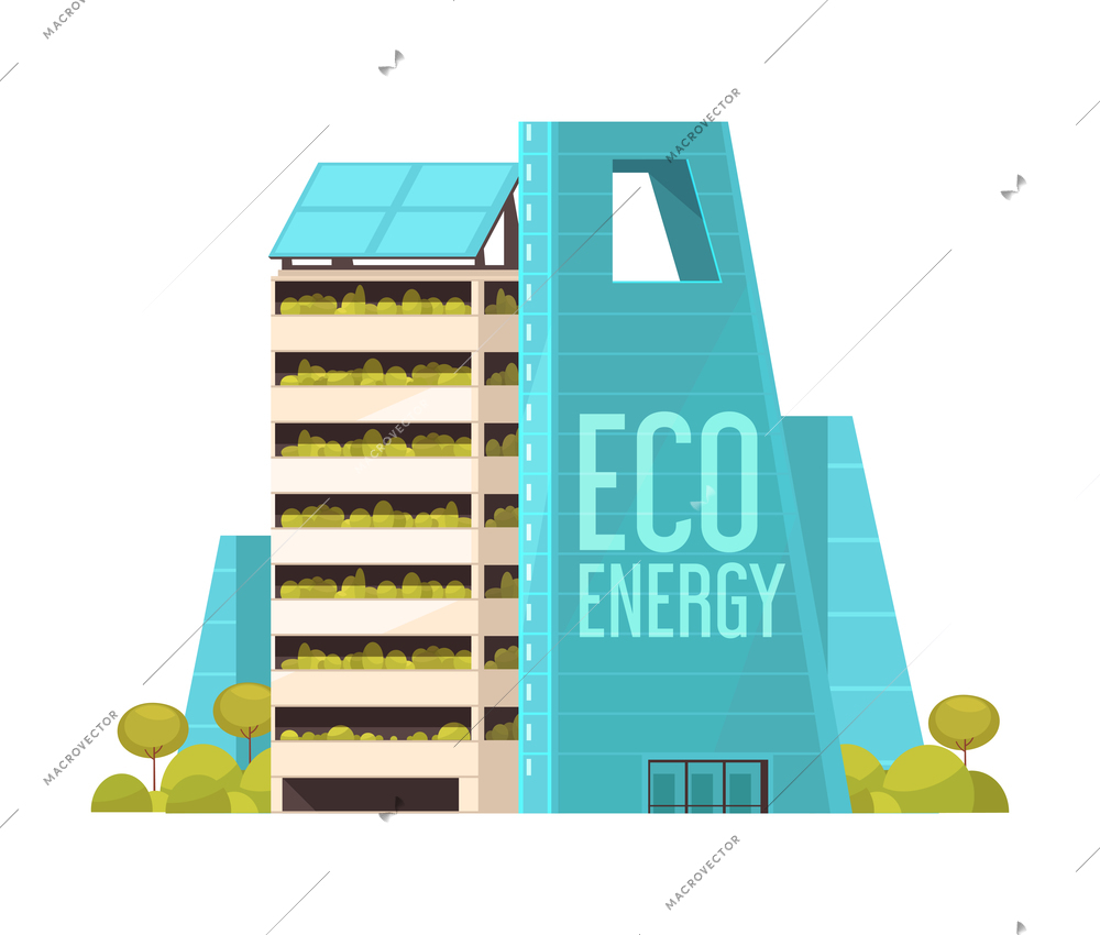 Smart city technology infrastructure services composition of modern buildings with eco energy facilities vector illustration