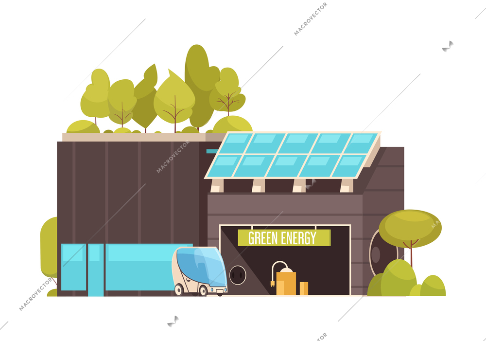 Smart city technology infrastructure services composition of modern buildings with eco energy facilities vector illustration