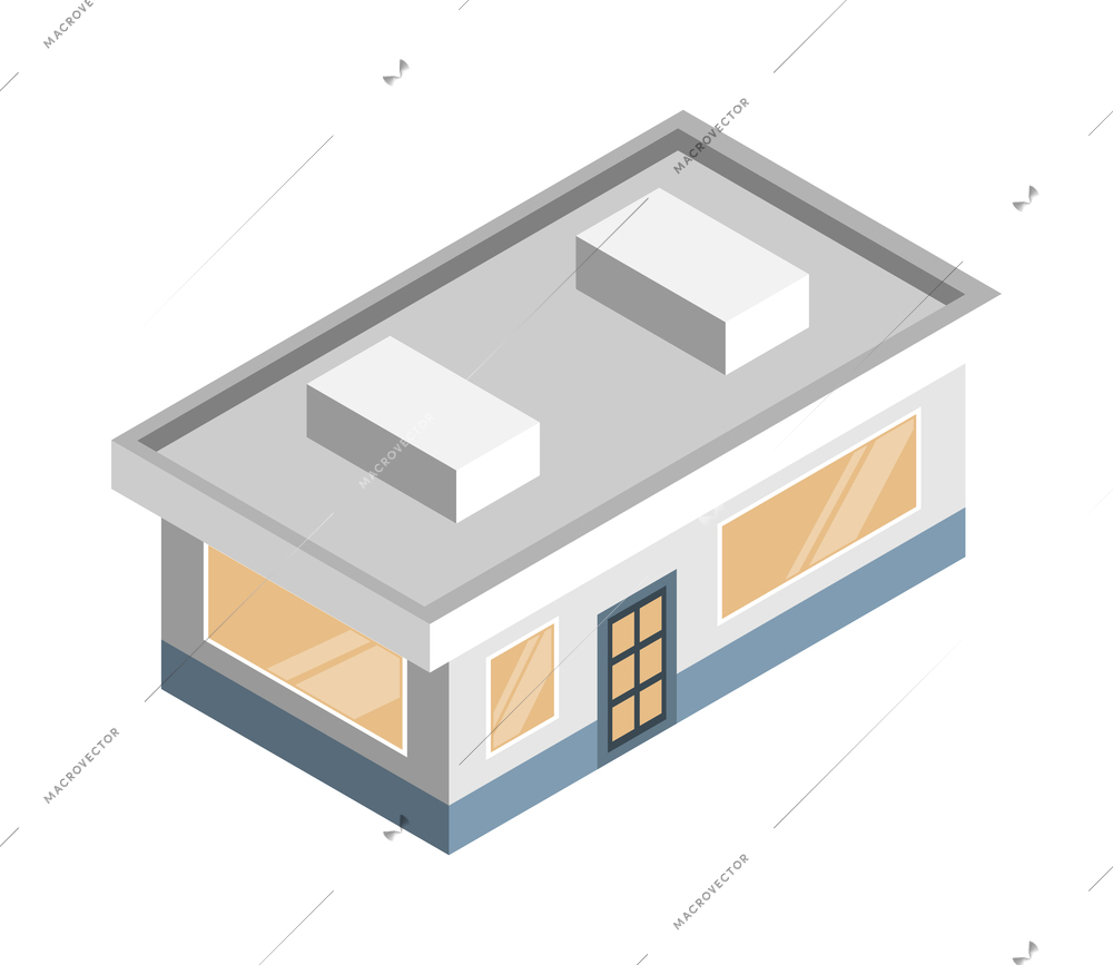 Isometric city elements composition with constructor piece of urban landscape isolated on blank background vector illustration