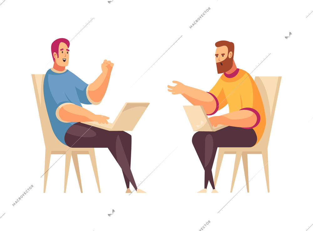 Coworking people composition with creative employee working together isolated on blank background vector illustration
