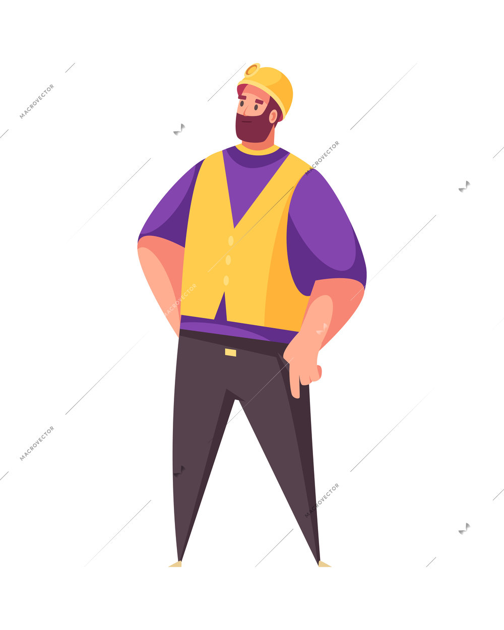 Construction flat composition with human character of builder on blank background vector illustration