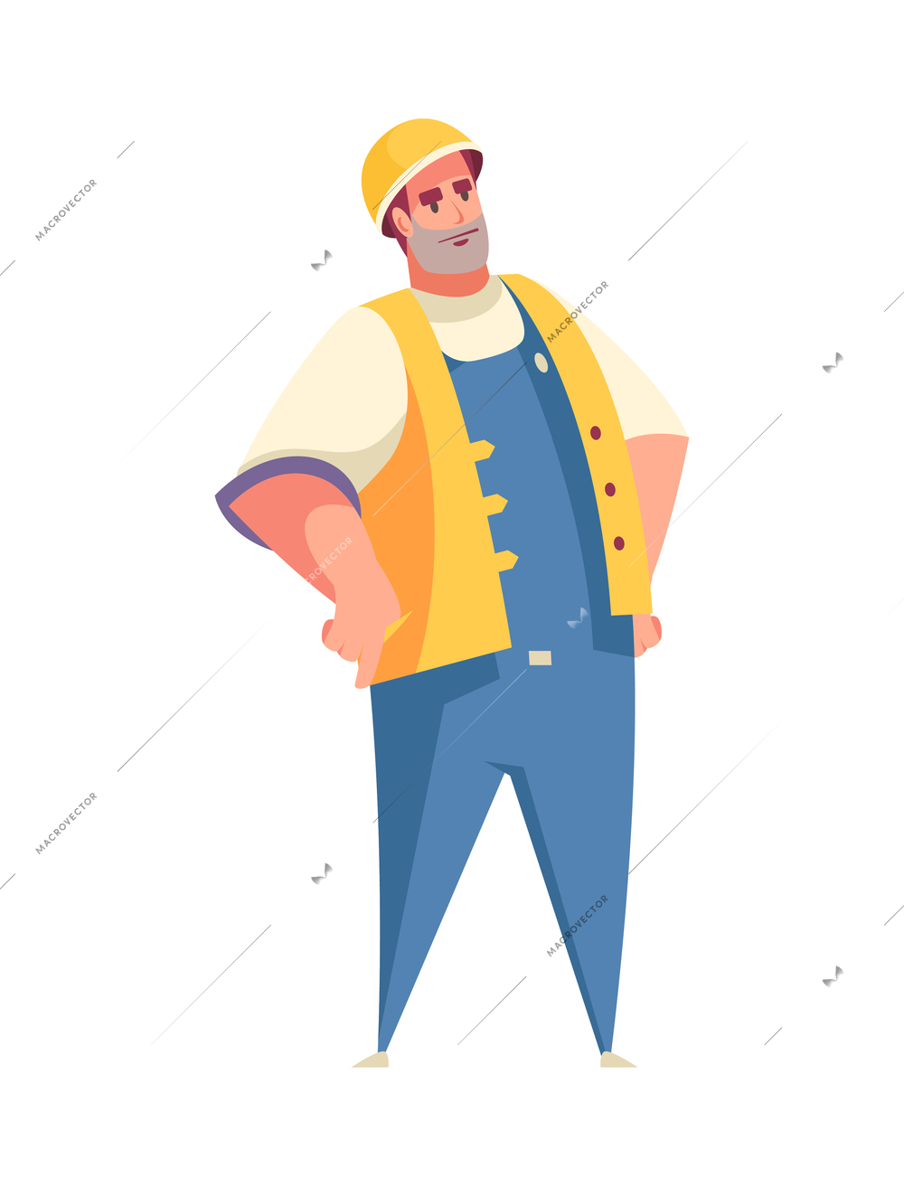 Construction flat composition with human character of builder on blank background vector illustration