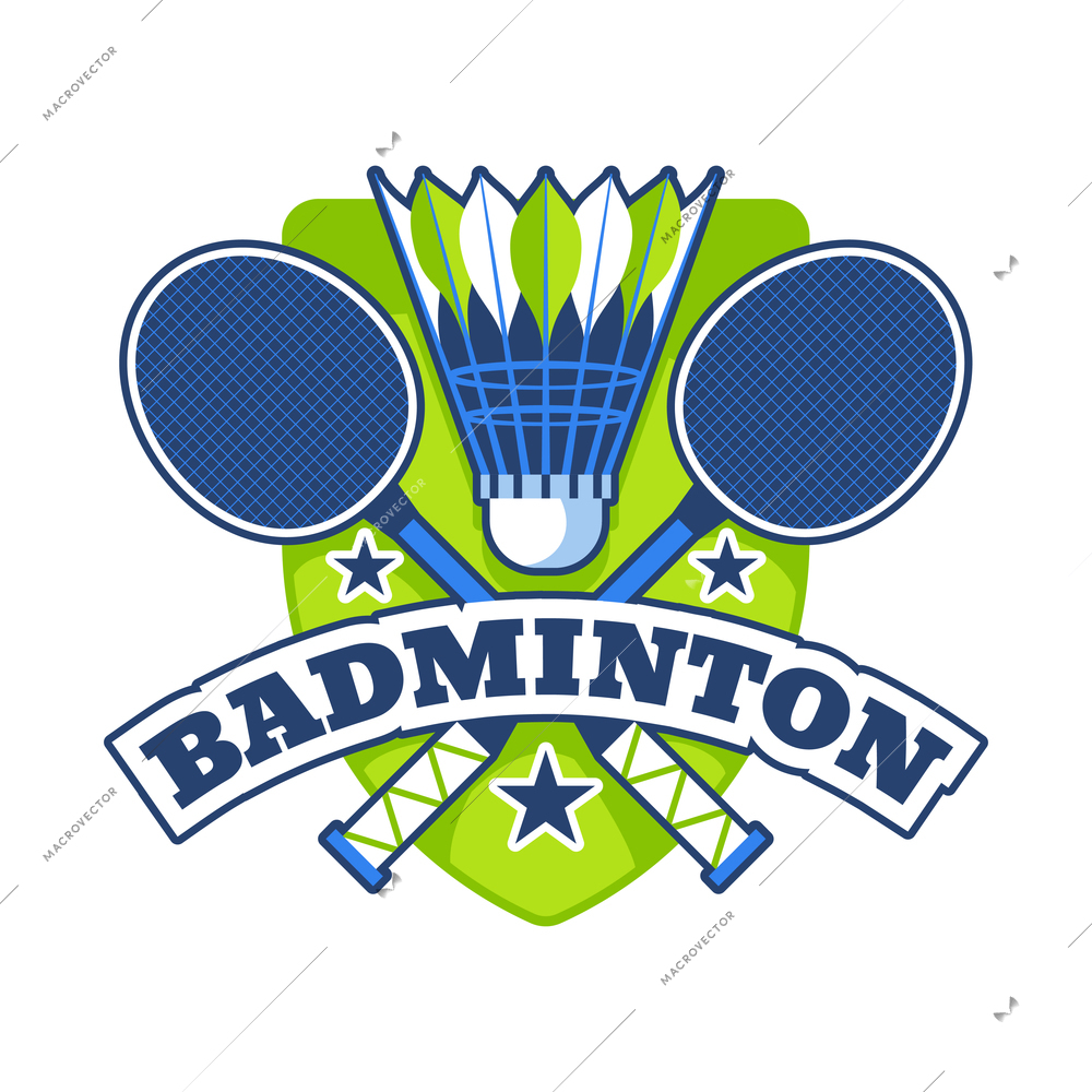 Badminton logo sport game with shuttlecock racket Vector Image