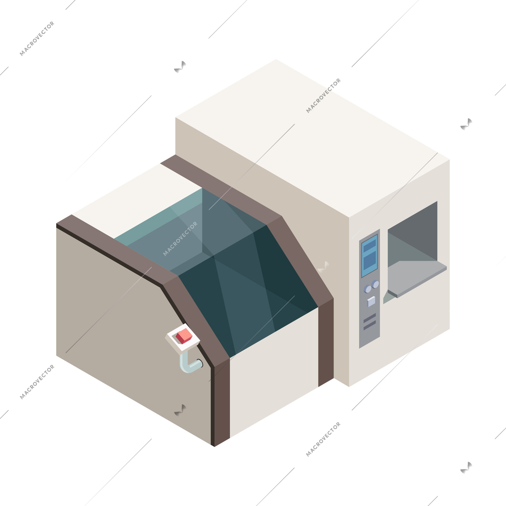 Smart industry icon with isometric manufacturing equipment 3d vector illustration