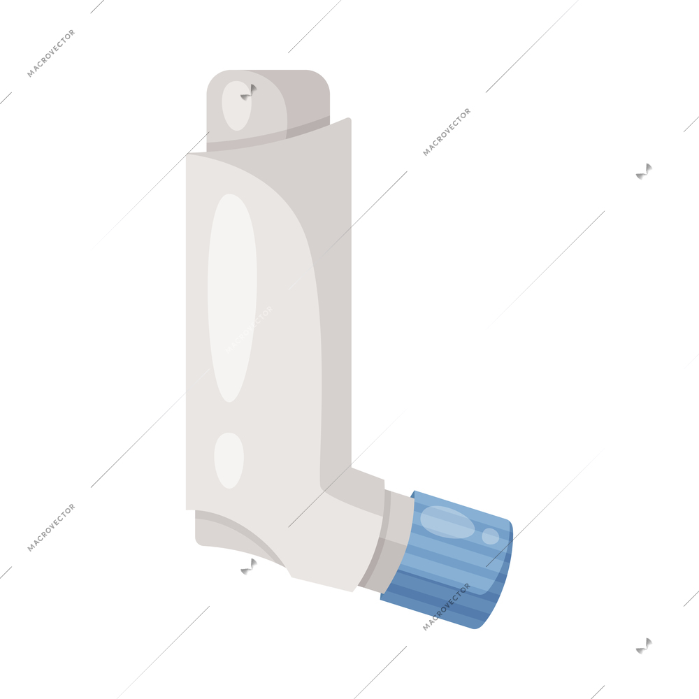 Asthma inhaler device in cartoon style vector illustration